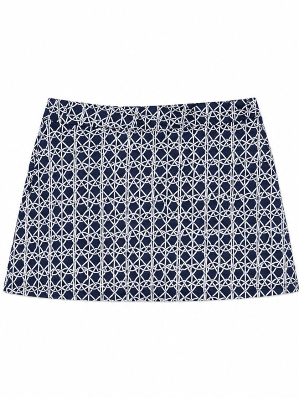Liz Golf Geometric Lattice Print A-Line Side Zip Navy Skort Skirt Plus Size 24W